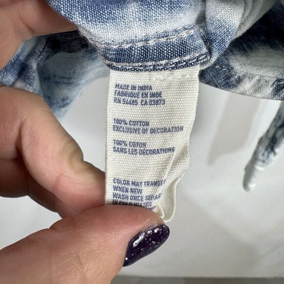 American Eagle Pearl Button Western Acid Wash Tie Dye Denim Women's Small - Picture 6 of 6